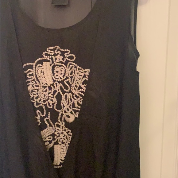 Flowy Bohemian Embroidery Black Shirt Dress - Picture 3 of 3